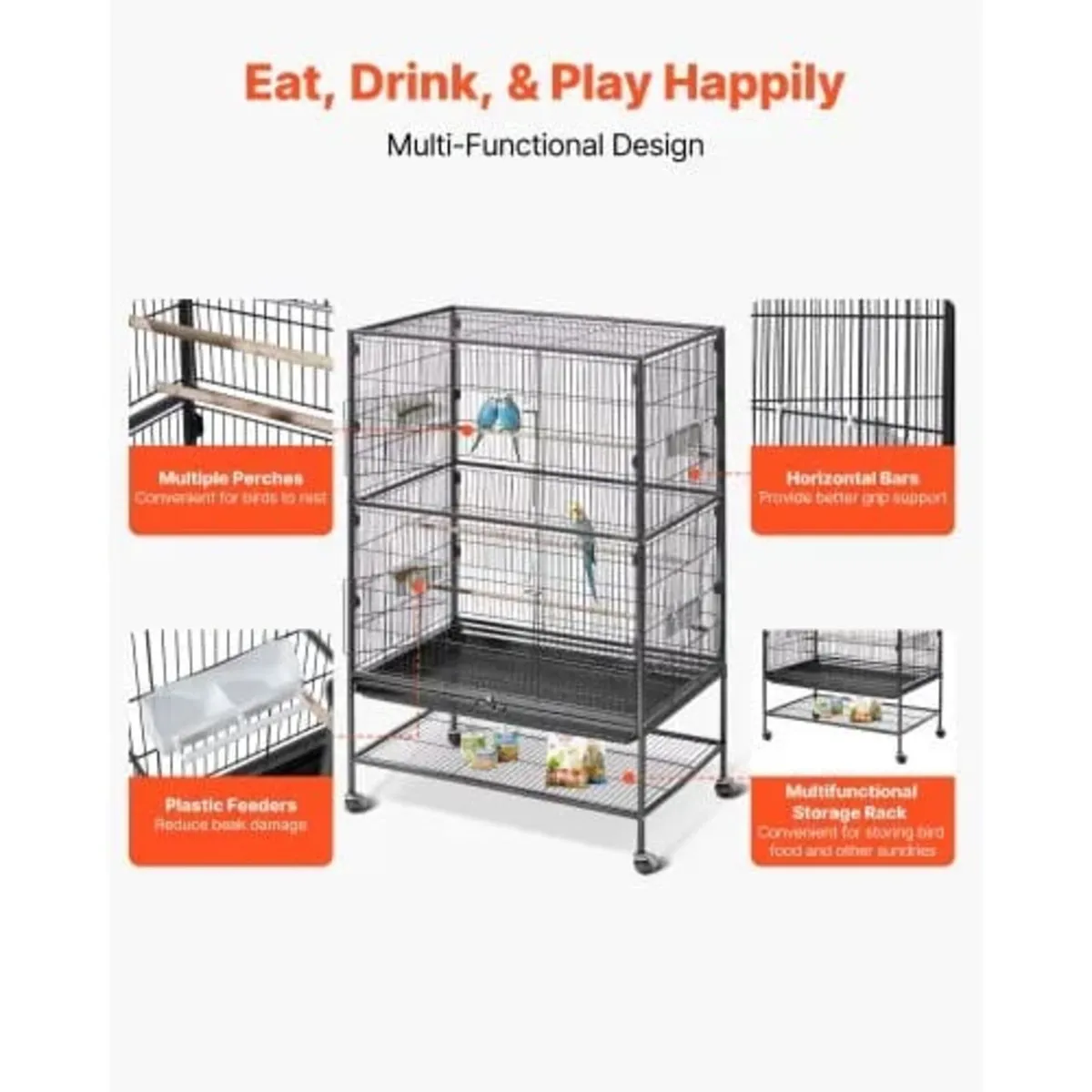 Bird Cage, 800 x 520 x 1320mm, Flat Top, Wrought I - Image 3