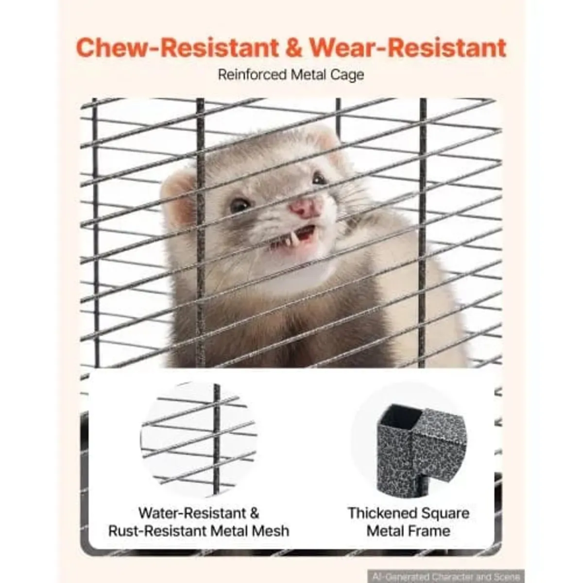 Metal Small Animal Cage 96 cm 3-Tier Rolling Ferre - Image 3
