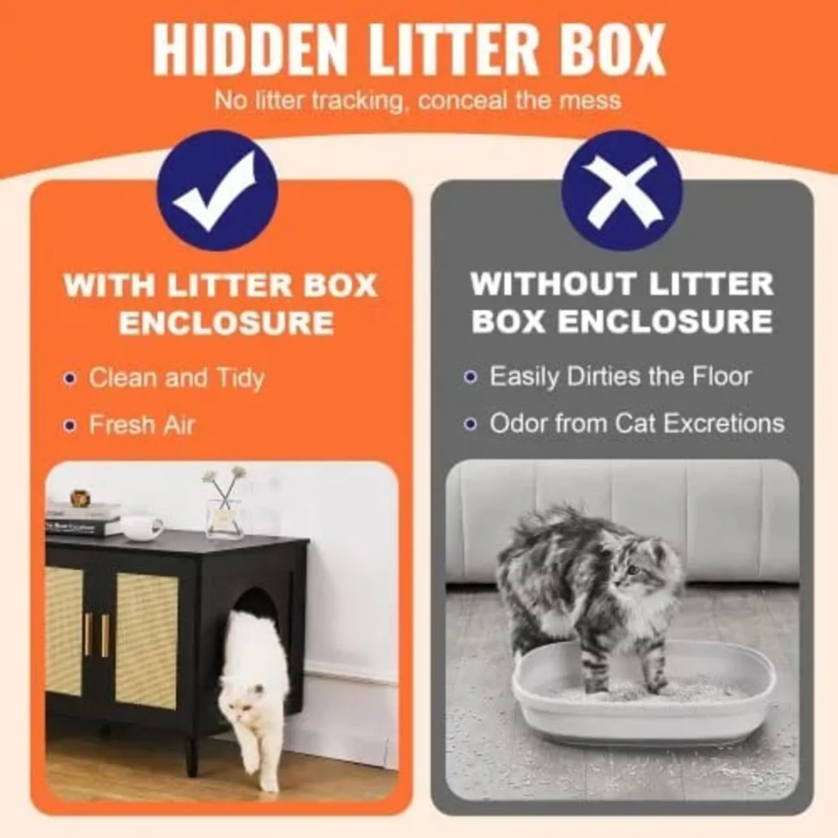 Cat Litter Box Enclosure for 2 Cats, Litter Box Fu - Image 2
