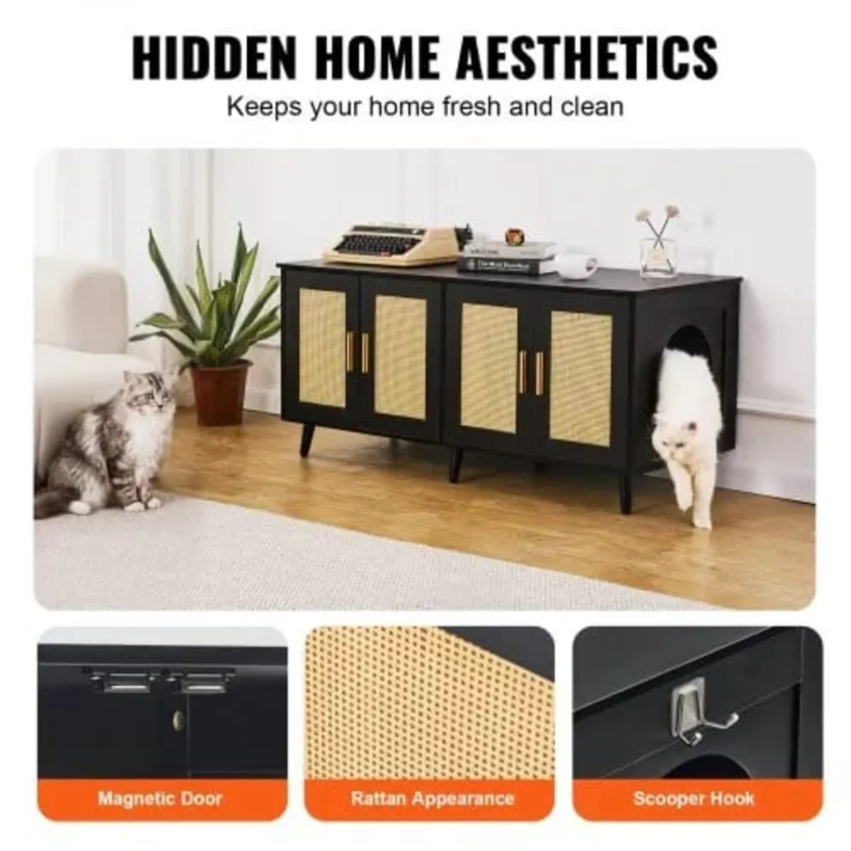 Cat Litter Box Enclosure for 2 Cats, Litter Box Fu - Image 3