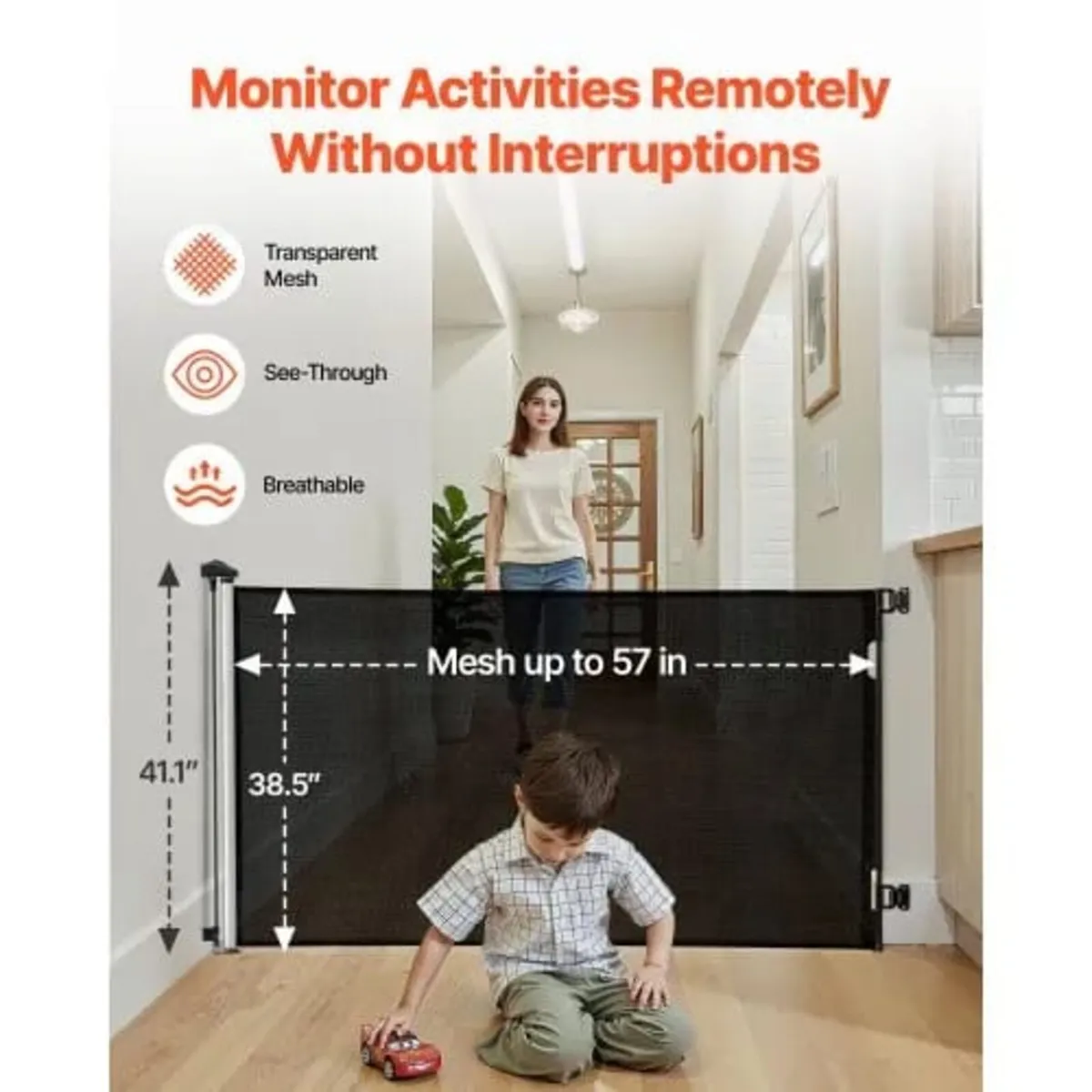 Retractable Baby Gate, Extends to 1450 mm Wide, 98 - Image 2