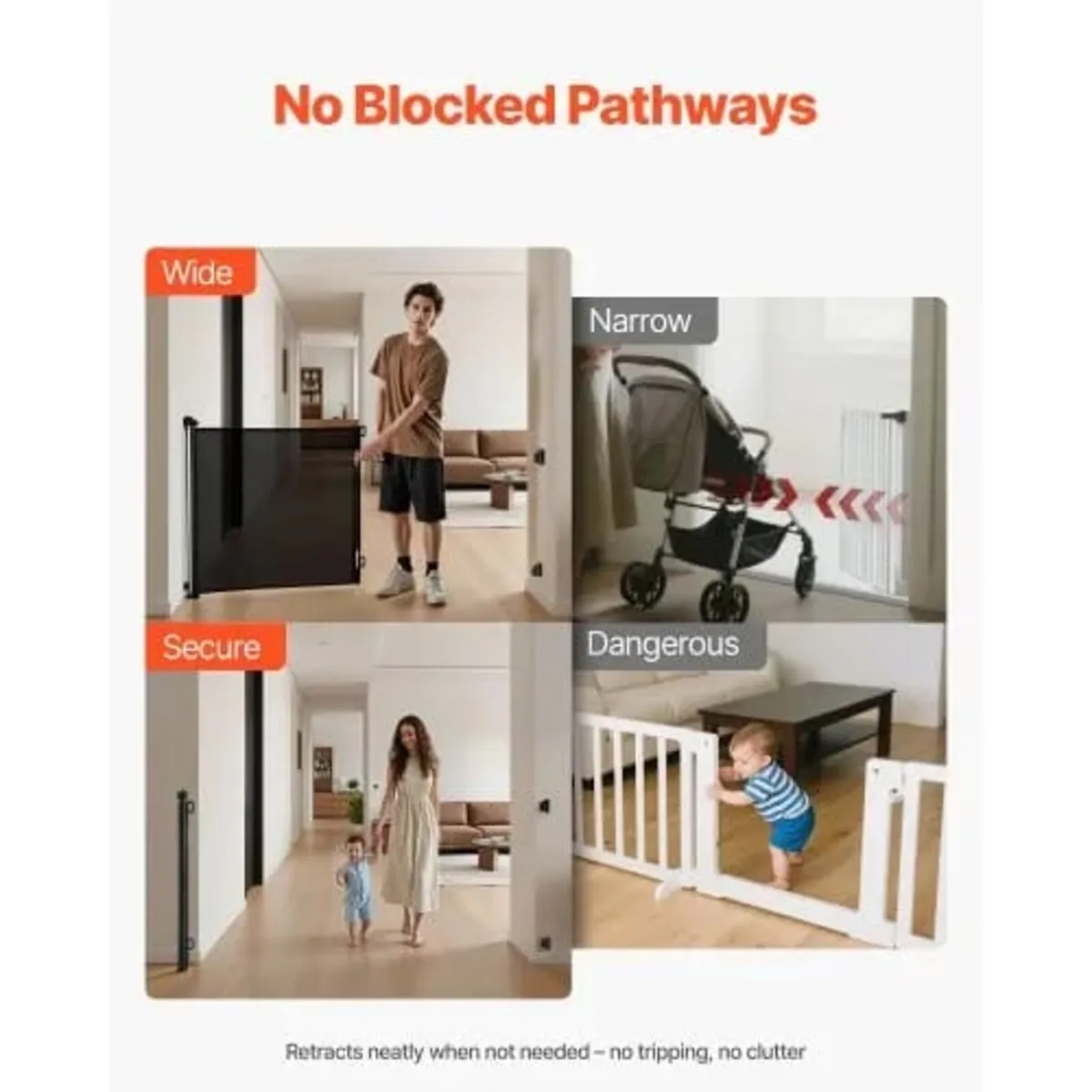 Retractable Baby Gate, Extends to 1450 mm Wide, 98 - Image 3