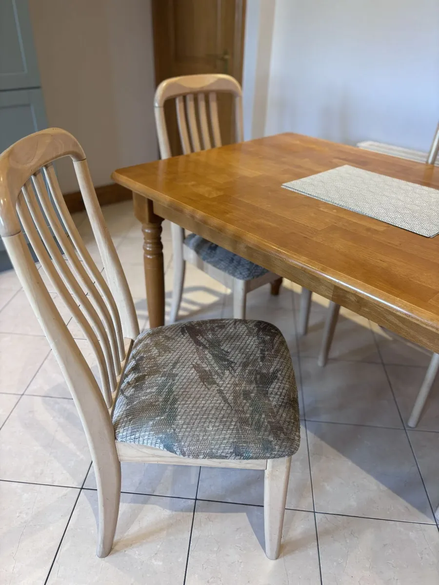 5ft Beech Kitchen Table with 4 high chairs - Image 2