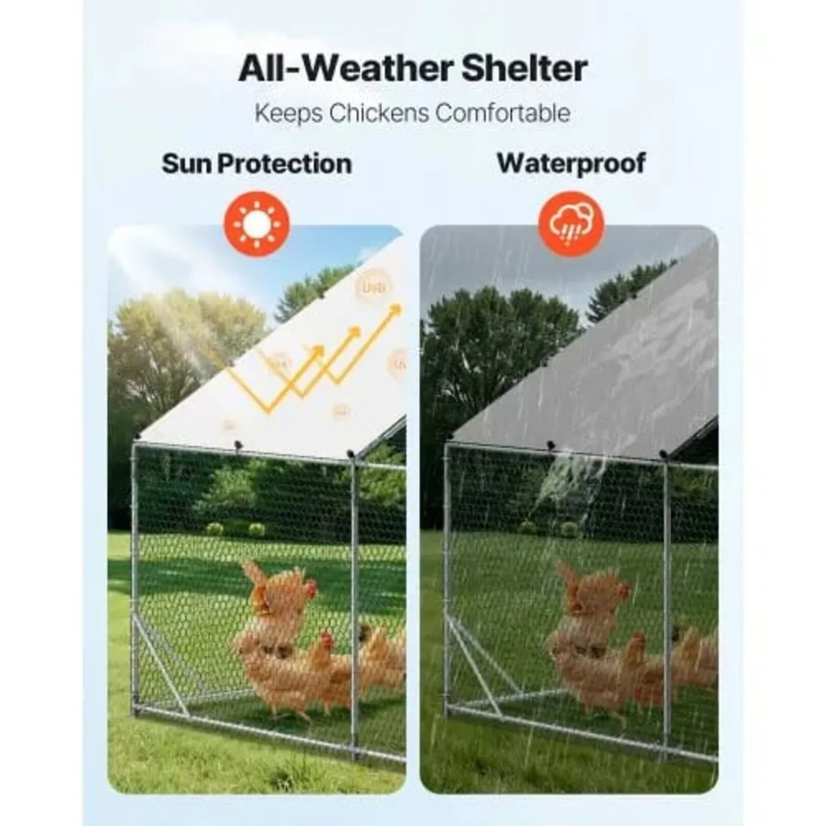 Large Metal Chicken Coop, 3 x 3 x 2 m, Walk-in Chi - Image 3