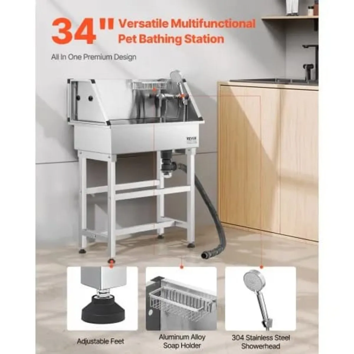 86.4 cm Stainless Steel Dog Washing Station, Pet G - Image 3