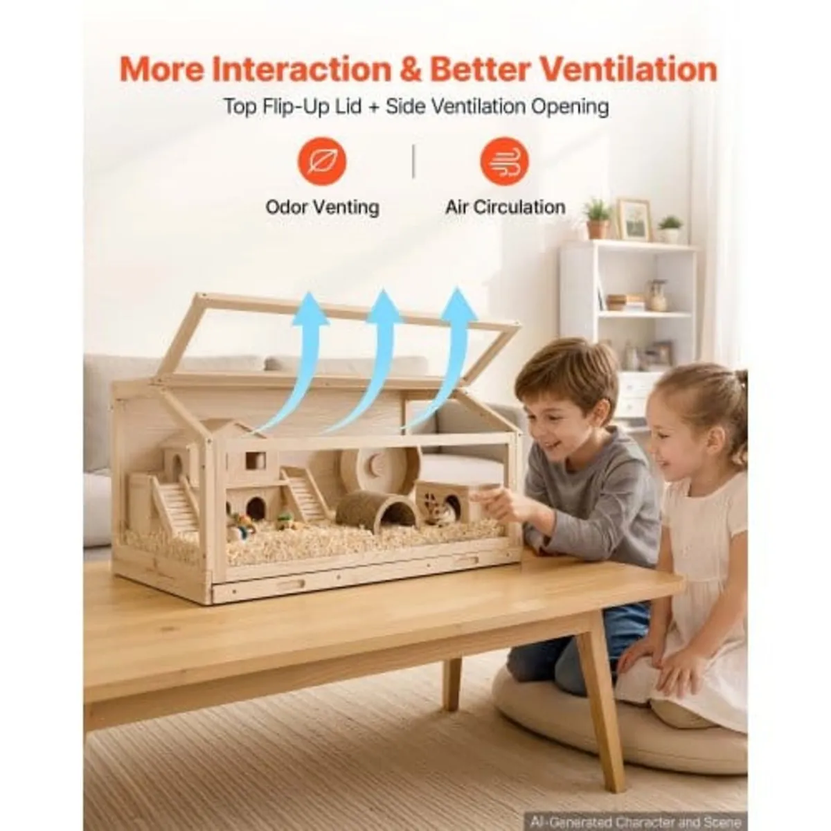 Wooden Hamster Cage 1000 x 520 x 505 mm 270° Viewi - Image 2