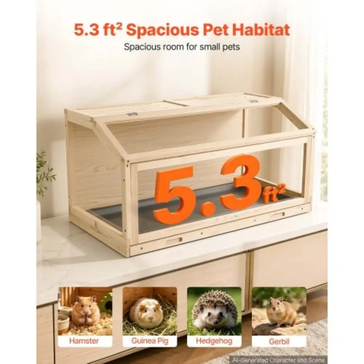 Wooden Hamster Cage 1000 x 520 x 505 mm 270° Viewi - Image 3