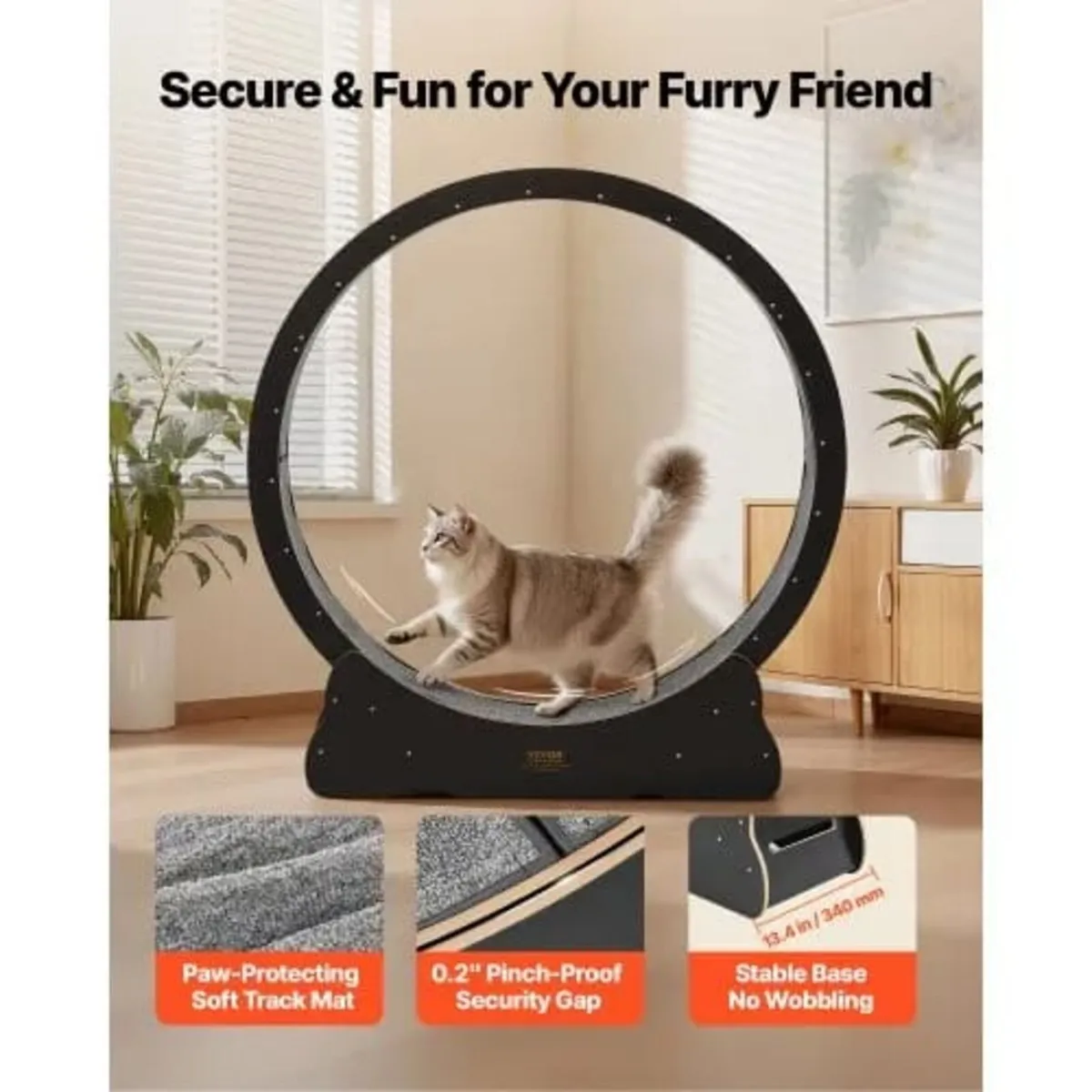 Cat Exercise Wheel, 132cm Wooden Cat Running Wheel - Image 2