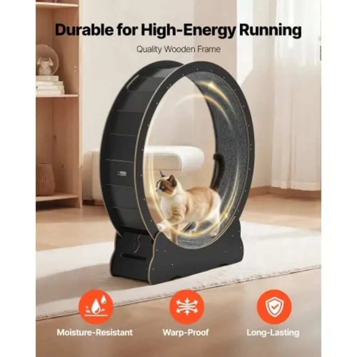 Cat Exercise Wheel, 132cm Wooden Cat Running Wheel - Image 3