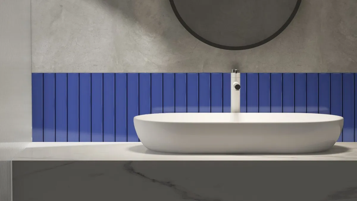 Dark-blue gloss kitchen/bathroom ceramic tiles - Image 1