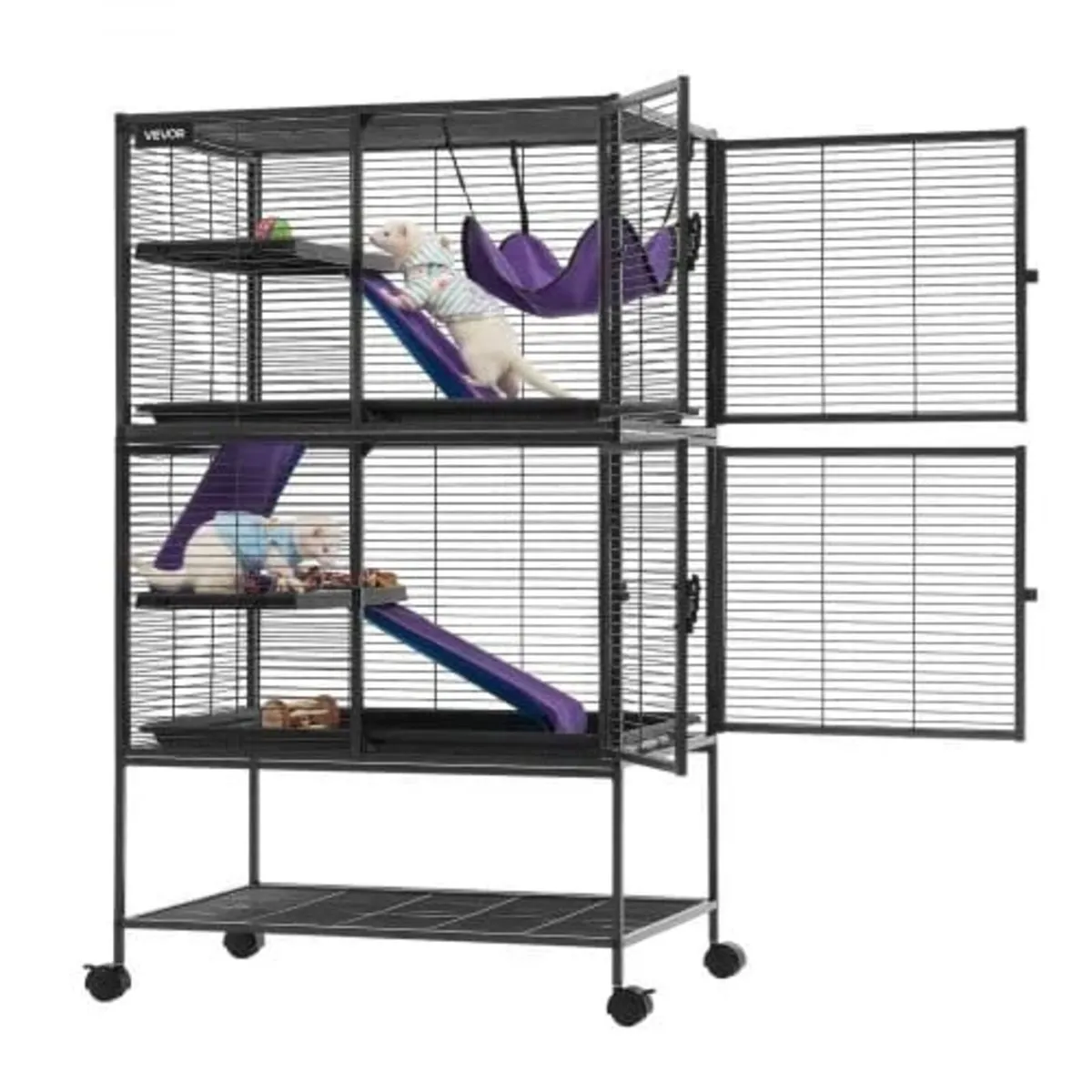 Metal Small Animal Cage 130 cm 4-Tier Rolling Ferr - Image 1