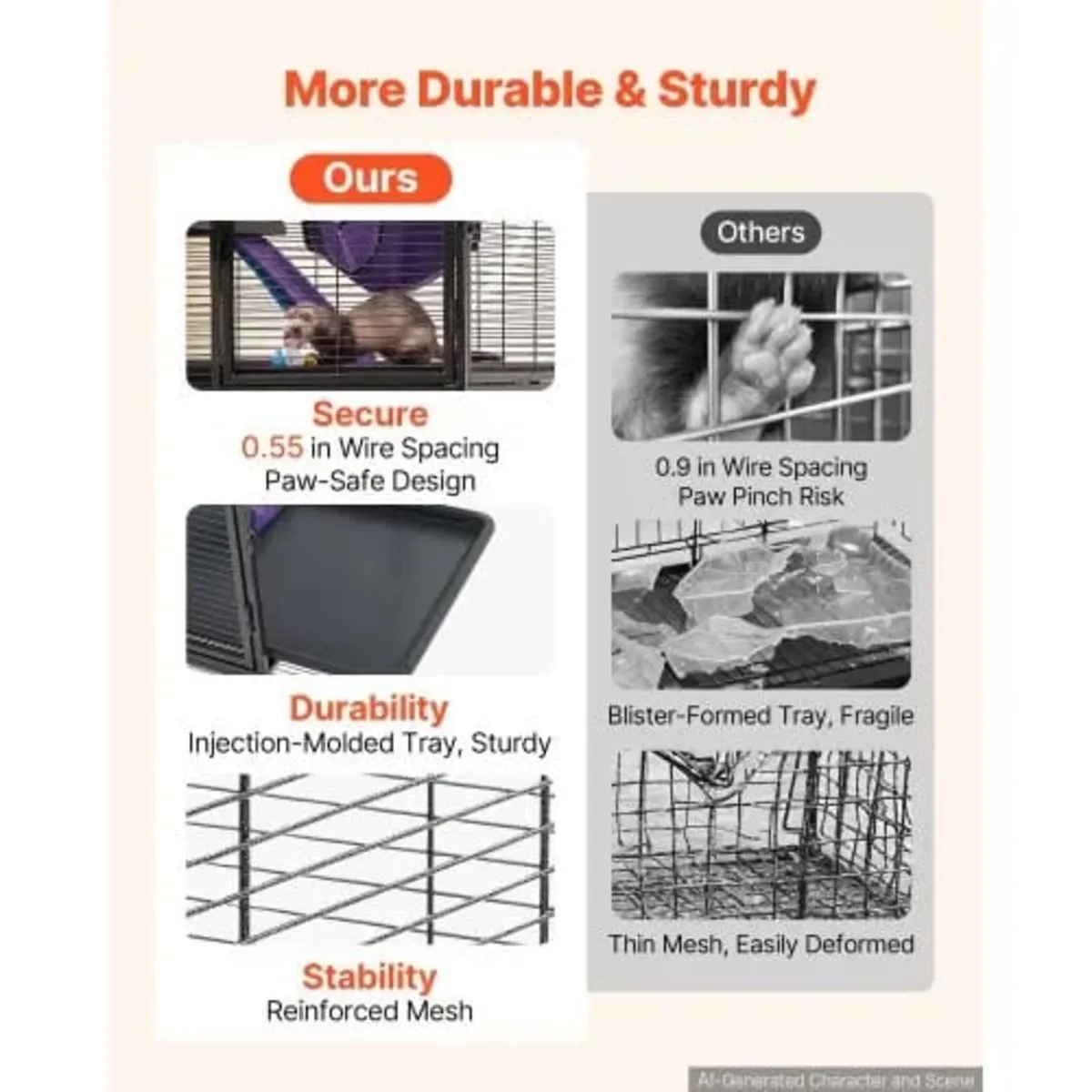 Metal Small Animal Cage 130 cm 4-Tier Rolling Ferr - Image 3