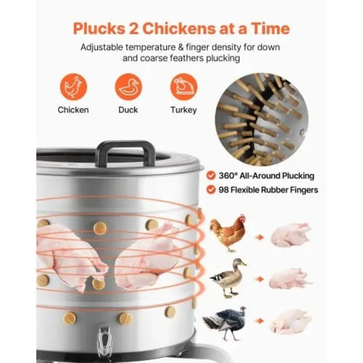 Chicken Plucker Machine, 500mm Drum, 900W & 230RPM - Image 3