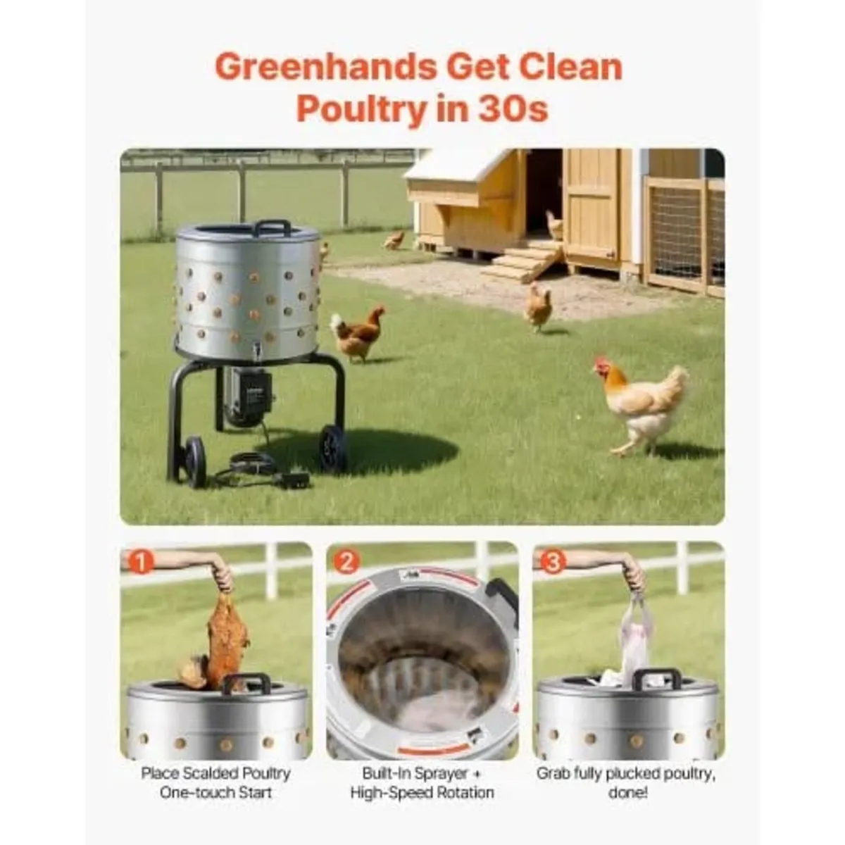 Chicken Plucker Machine, 500mm Drum, 900W & 230RPM - Image 4