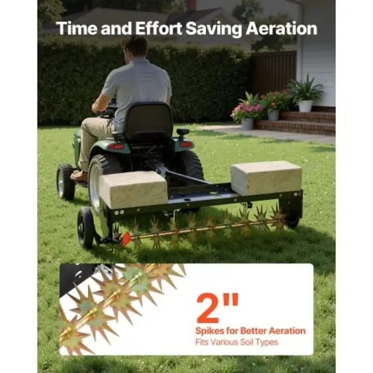 Tow Behind Plug Aerator, 32 in Lawn Spike Aerator - Image 2