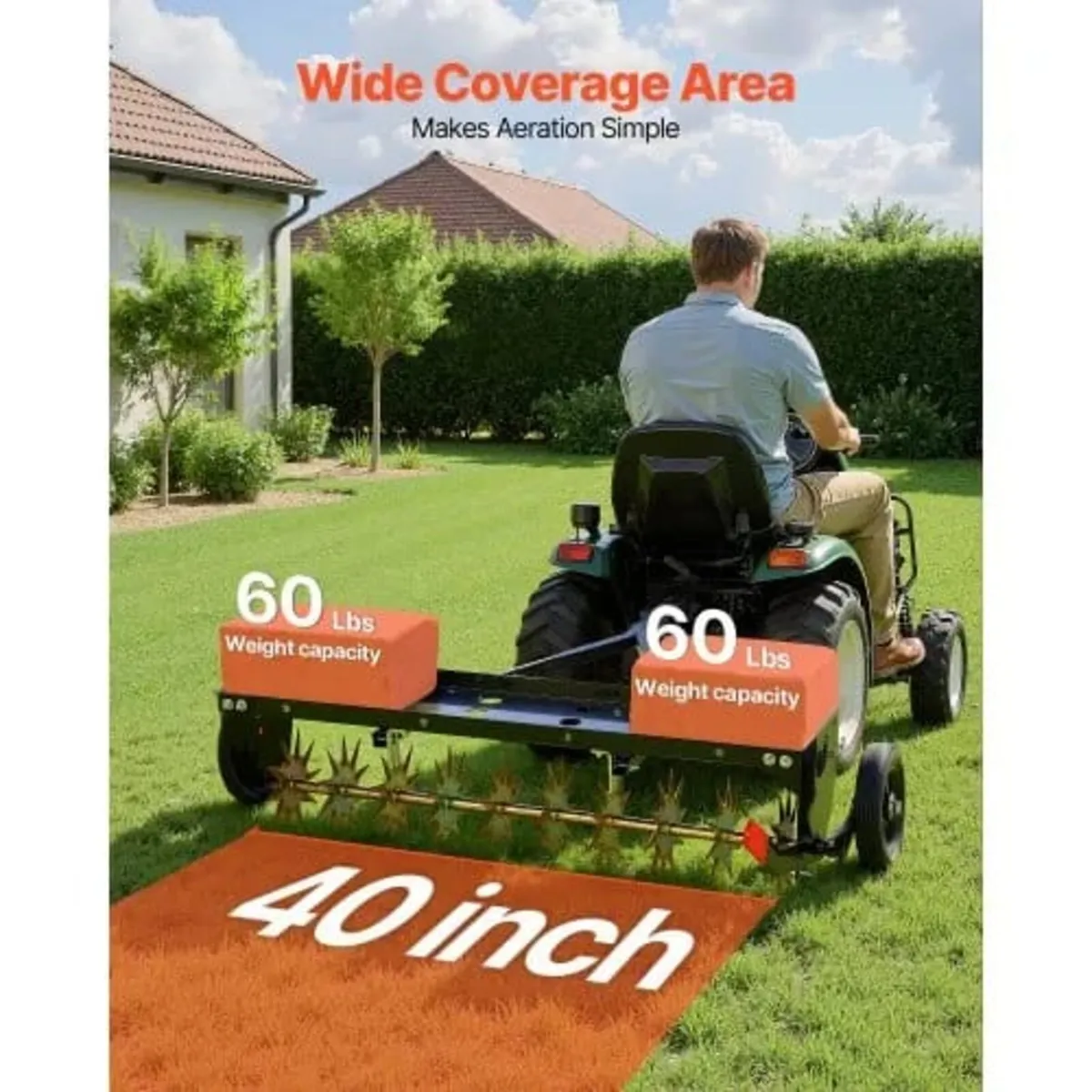 Tow Behind Plug Aerator, 32 in Lawn Spike Aerator - Image 3