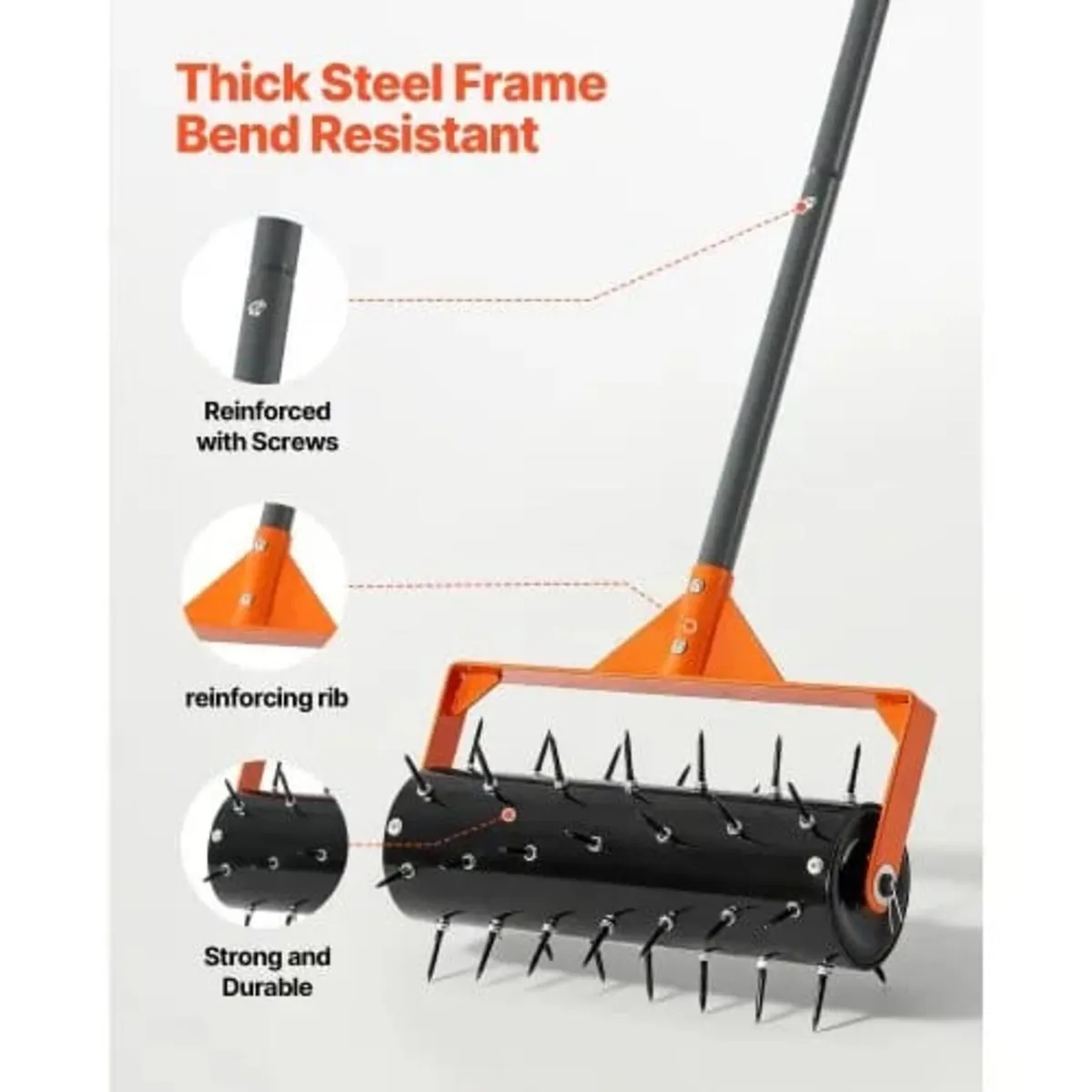 Rolling Lawn Aerator, 15 in Manual Push Aerator Ro - Image 3