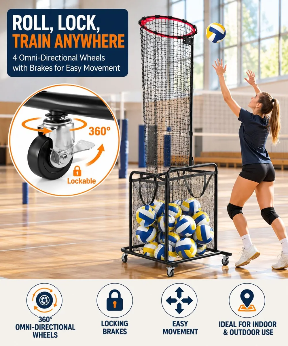 Adjustable Volleyball Training Net with Ball Colle - Image 2