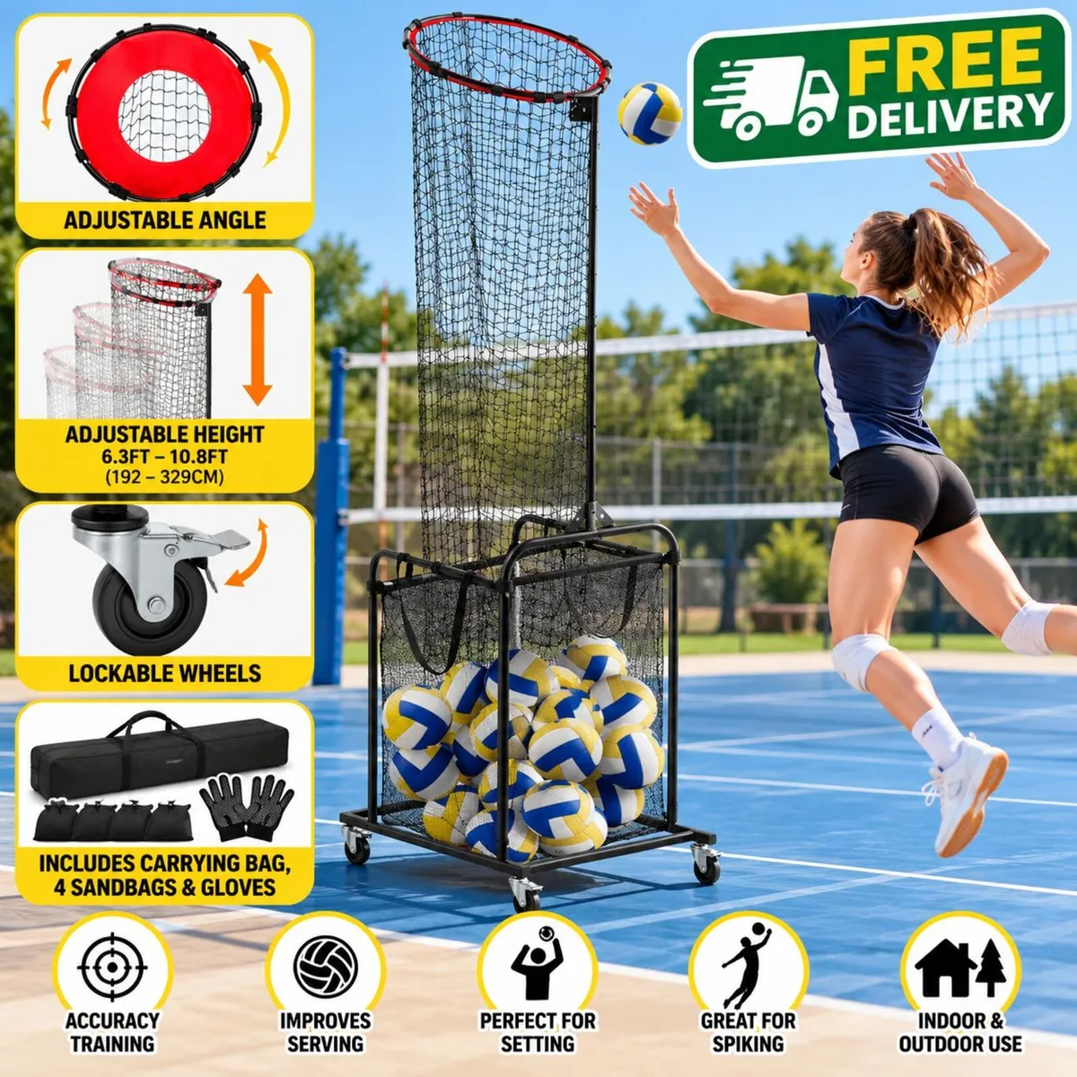 Adjustable Volleyball Training Net with Ball Colle - Image 3