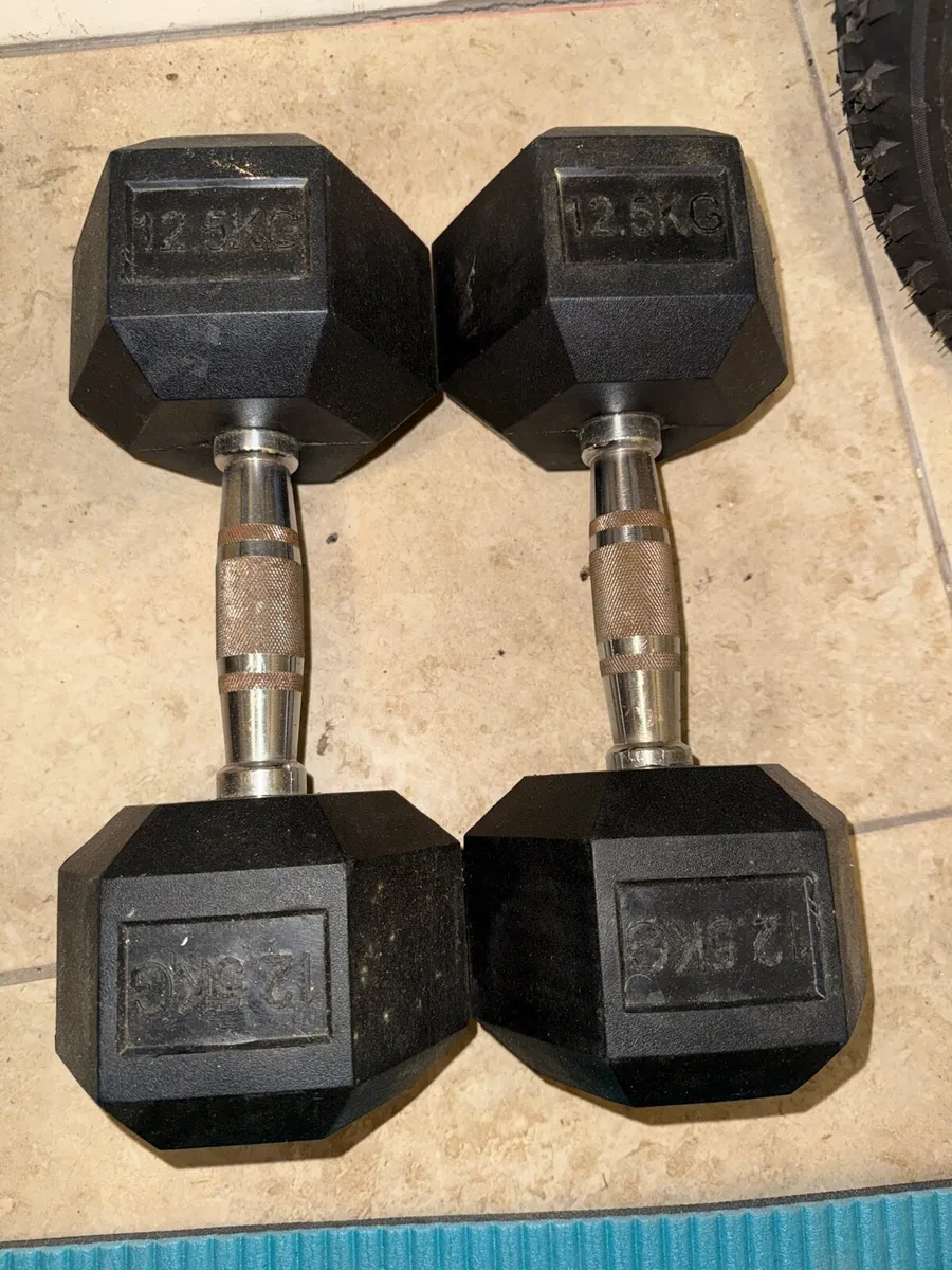 2 x 12.5kg hex dumbbells
