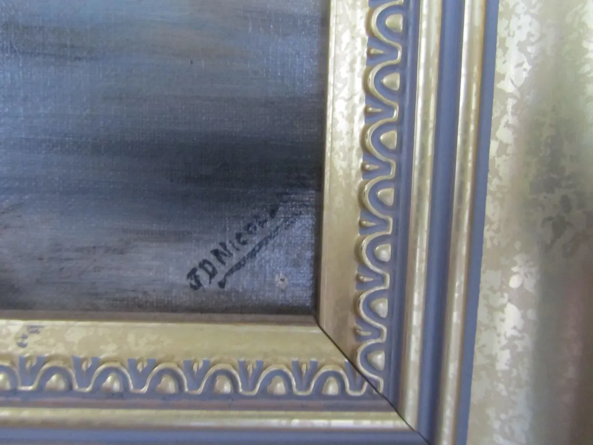 Vintage Sailboat Painting in Gold Frame - Image 2