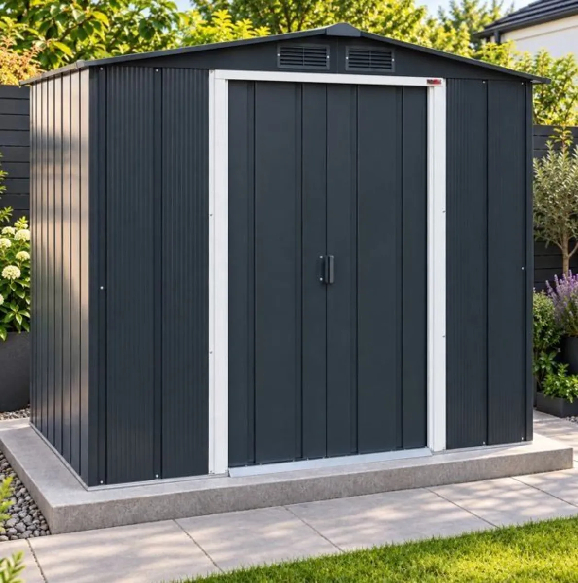 6x6 ECO Steel Garden Shed – Anthracite Grey – - Image 1