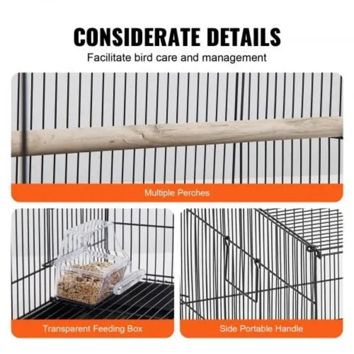 30 inch Bird Cage, Metal Large Parakeet Cages for - Image 3