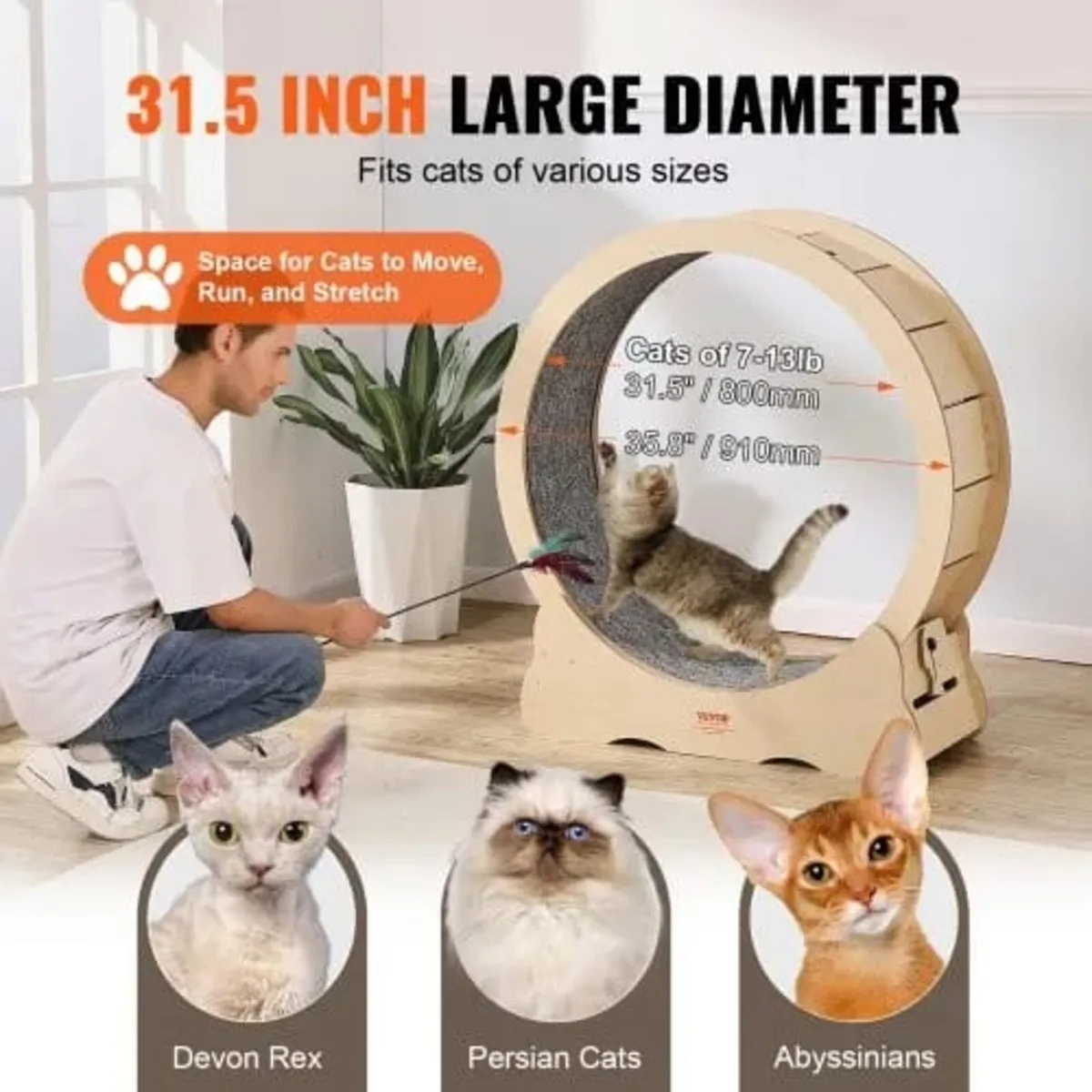 Cat Exercise Wheel, Large Cat Treadmill Wheel for - Image 3