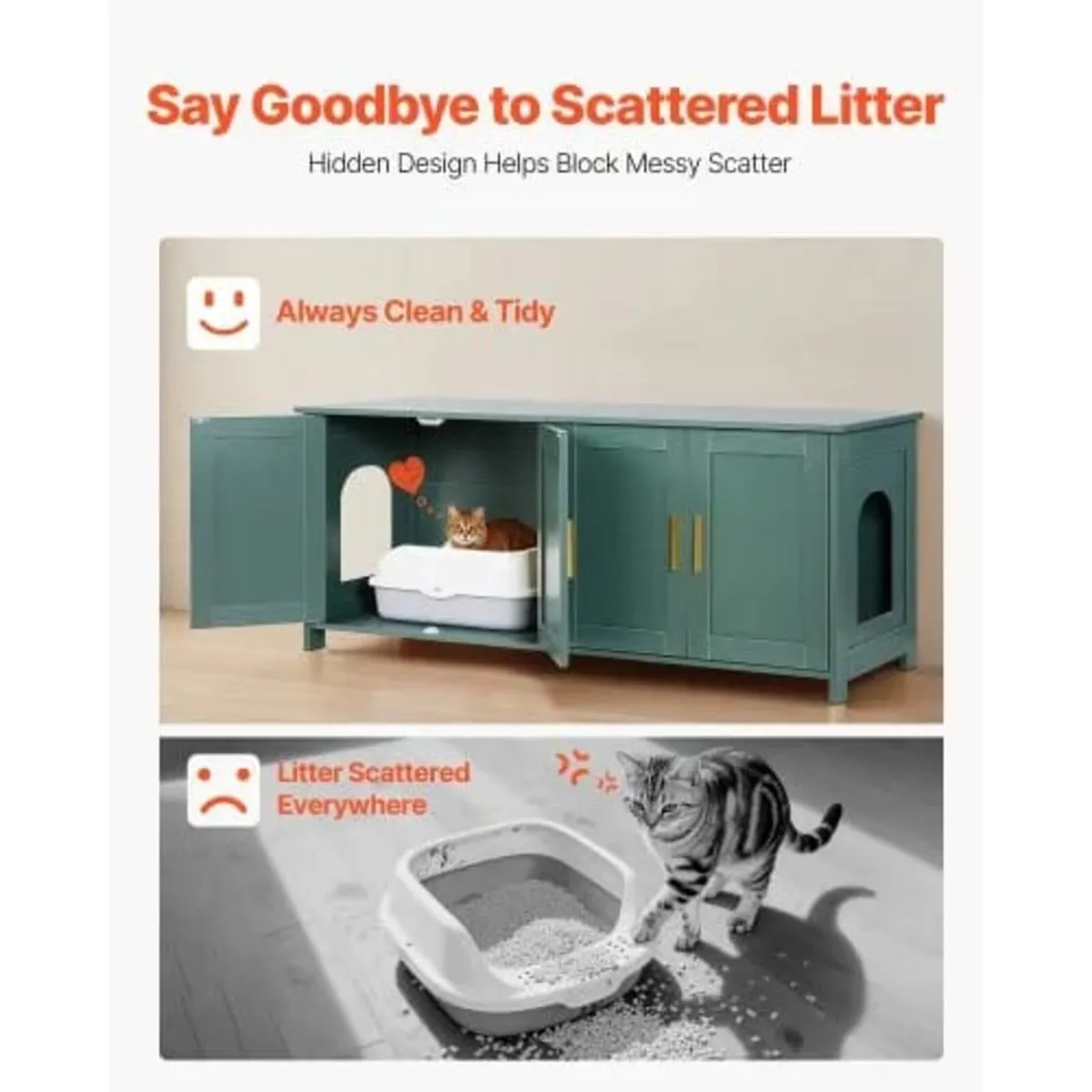 Cat Litter Box Enclosure for Multi Cats, 120cm Hid - Image 3