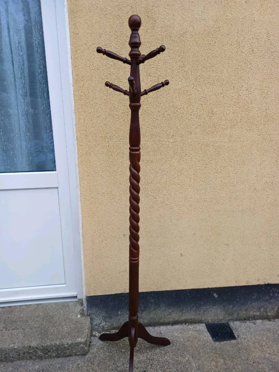 Vintage Barley Twist Mahogany Coat Hanger - Image 1