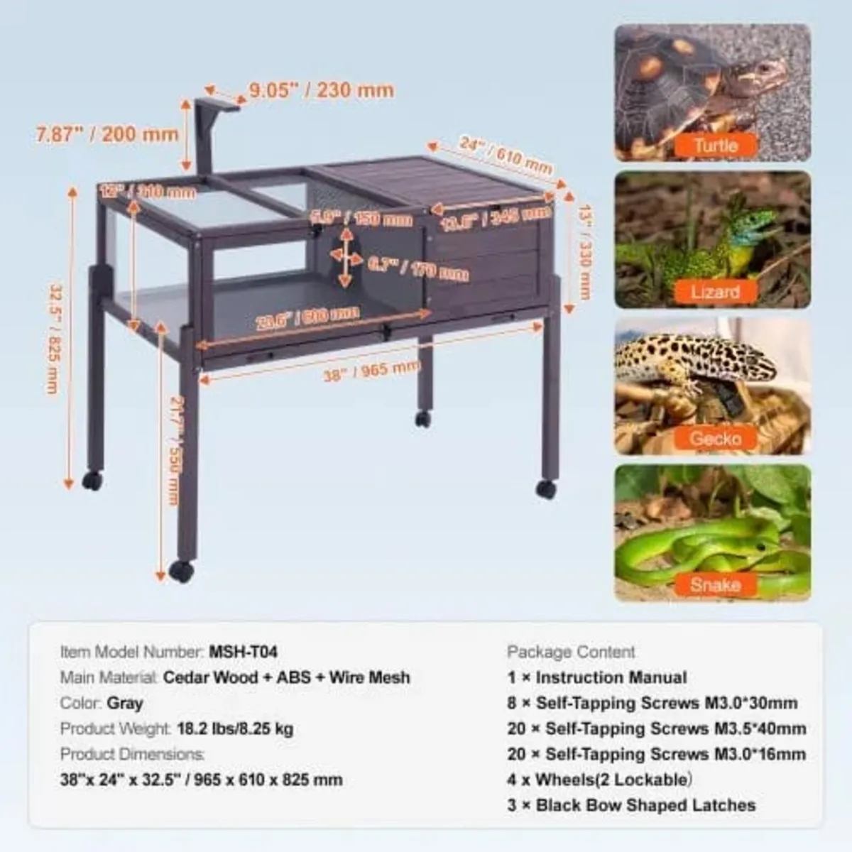 Tortoise Habitat, Wooden Tortoise House Indoor & O - Image 4