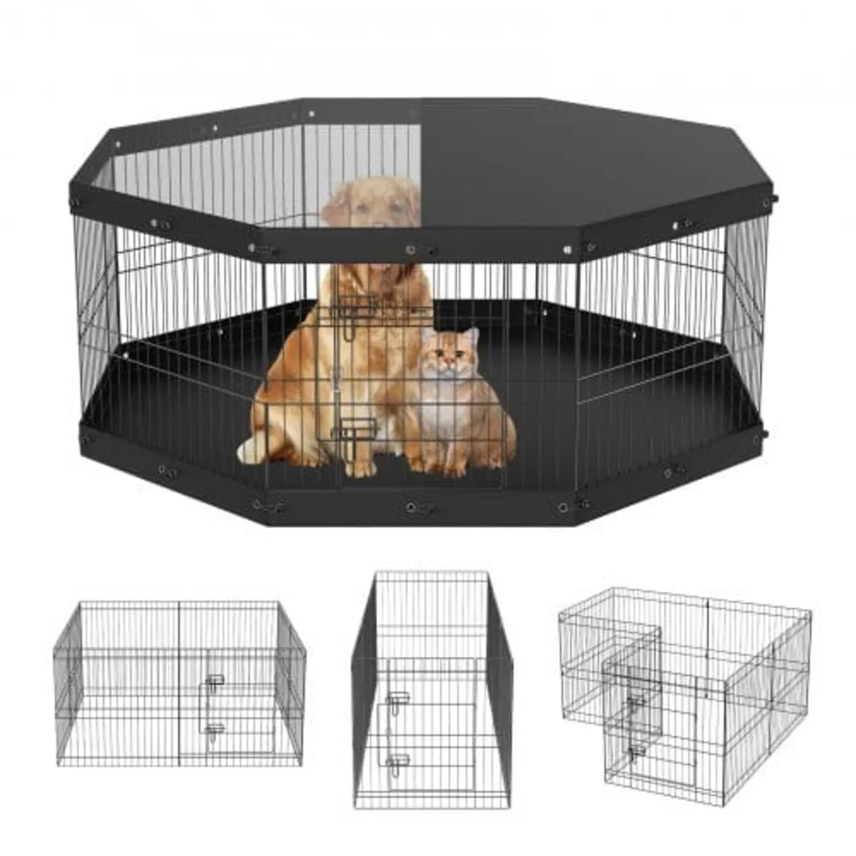 Dog Playpen, 8 Panels Foldable Metal Dog Exercise - Image 1