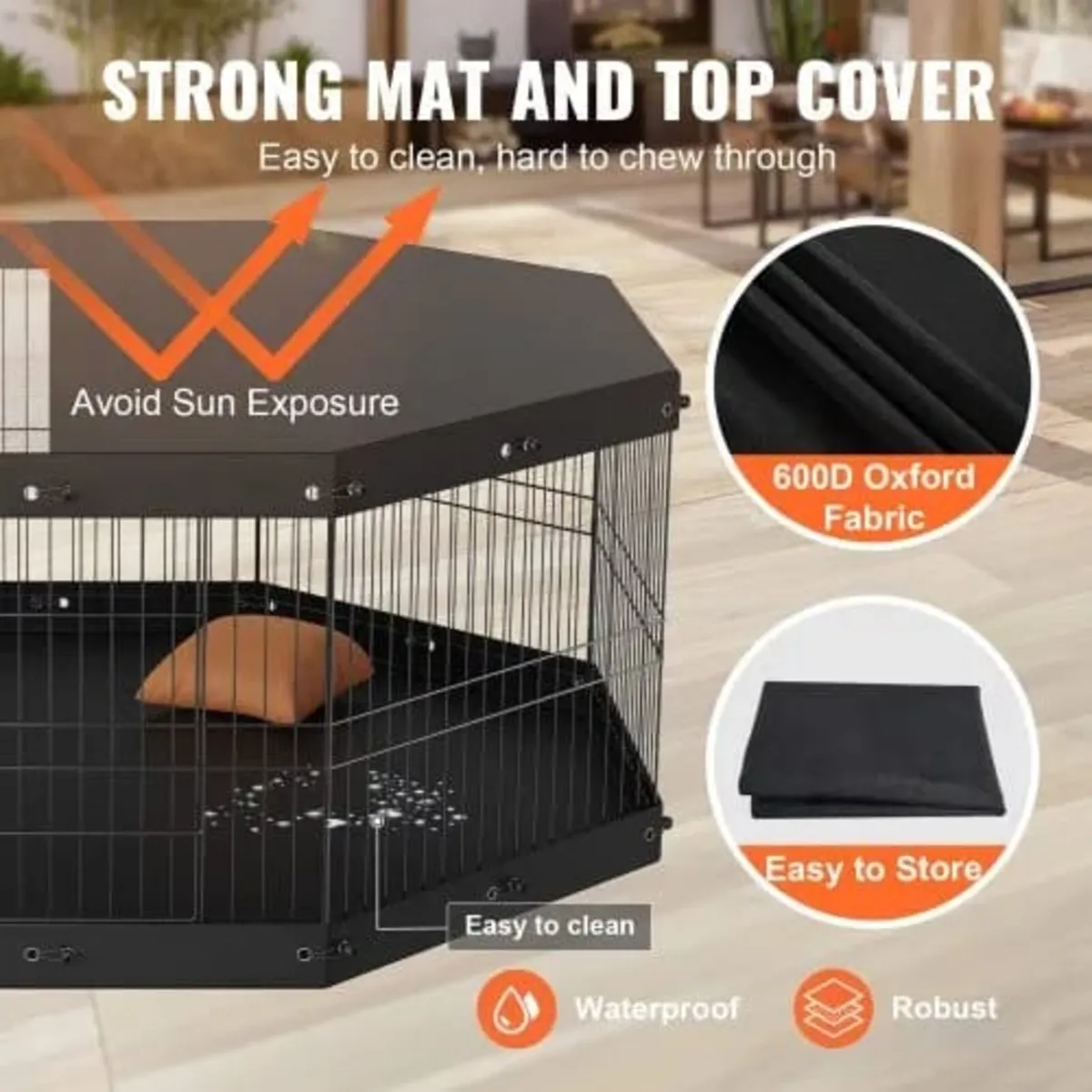 Dog Playpen, 8 Panels Foldable Metal Dog Exercise - Image 4
