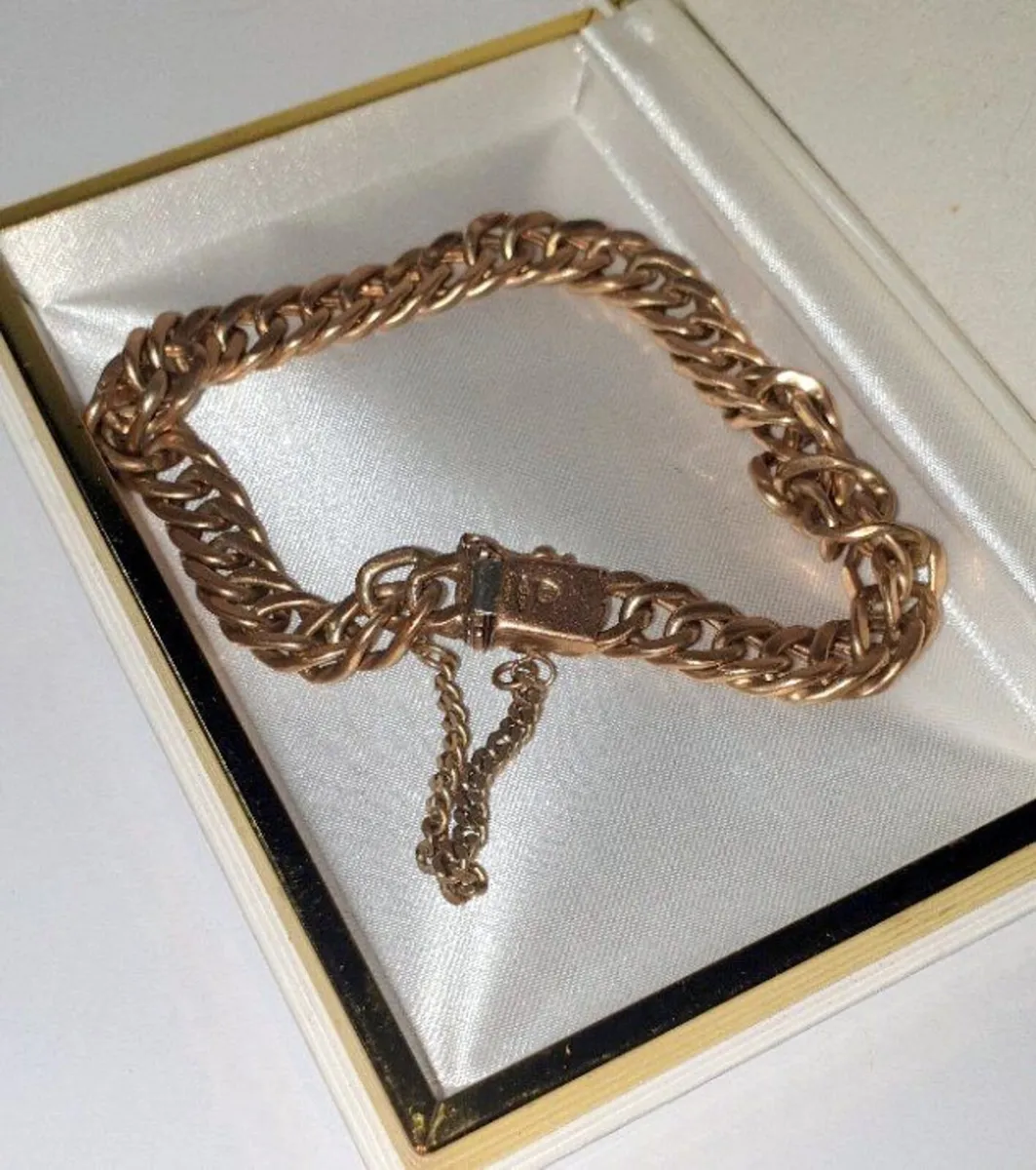 Vintage 18ct Gold Unisex Double-Curb Bracelet - Image 3