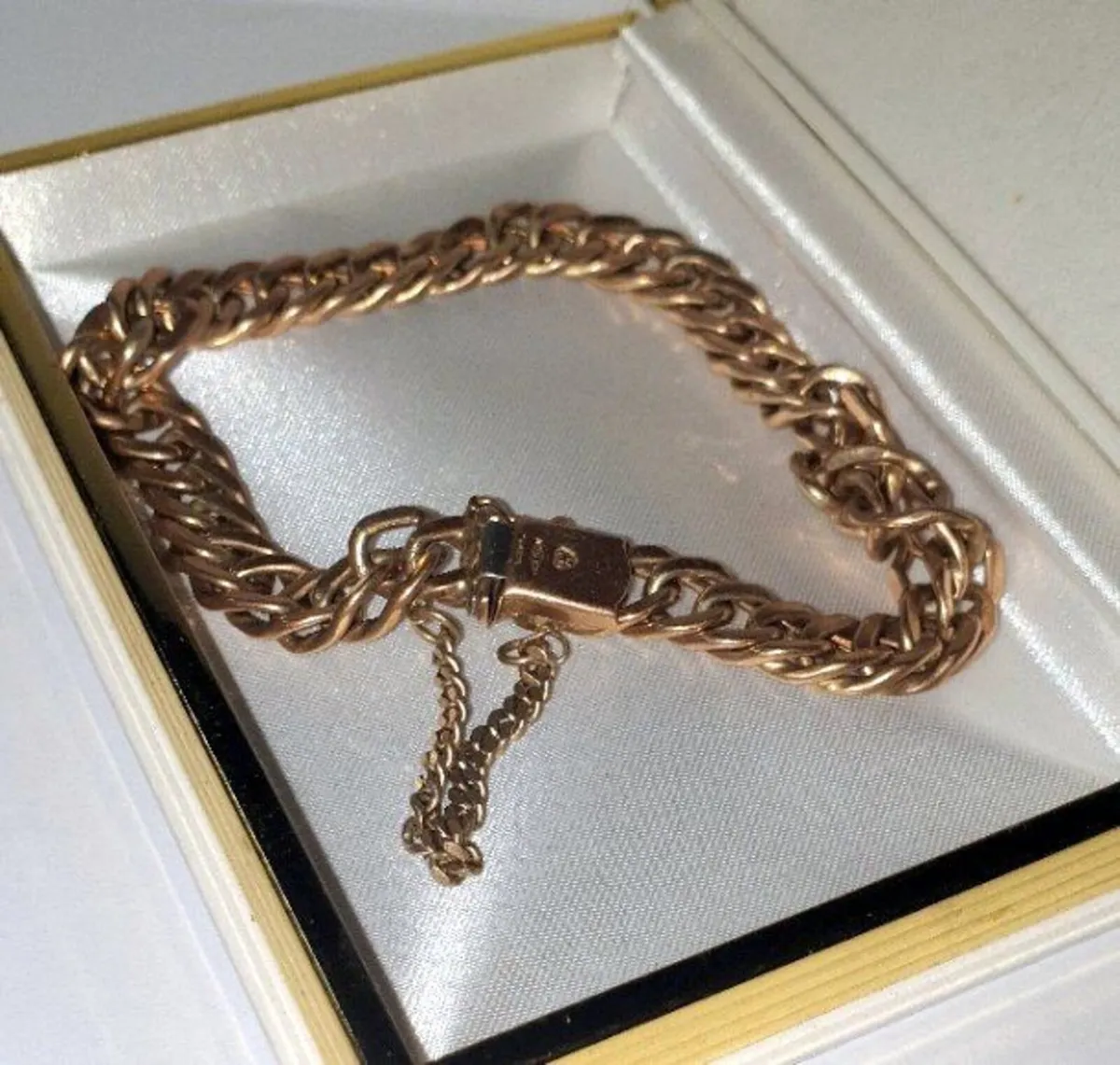 Vintage 18ct Gold Unisex Double-Curb Bracelet - Image 4