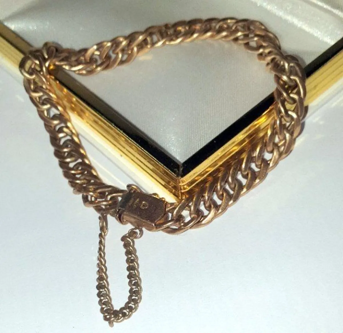 Vintage 18ct Gold Unisex Double-Curb Bracelet - Image 1