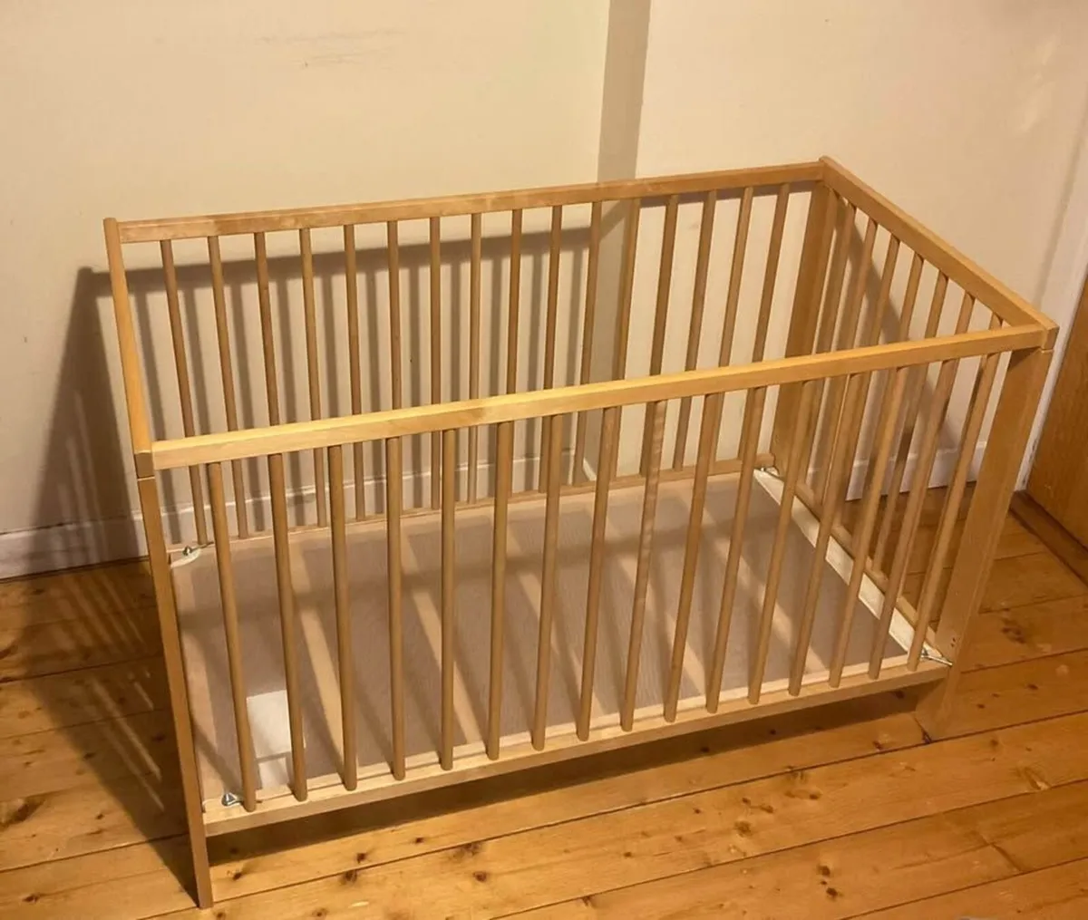 Large Wooden Baby Cot – Natural Wood Finish - Image 2