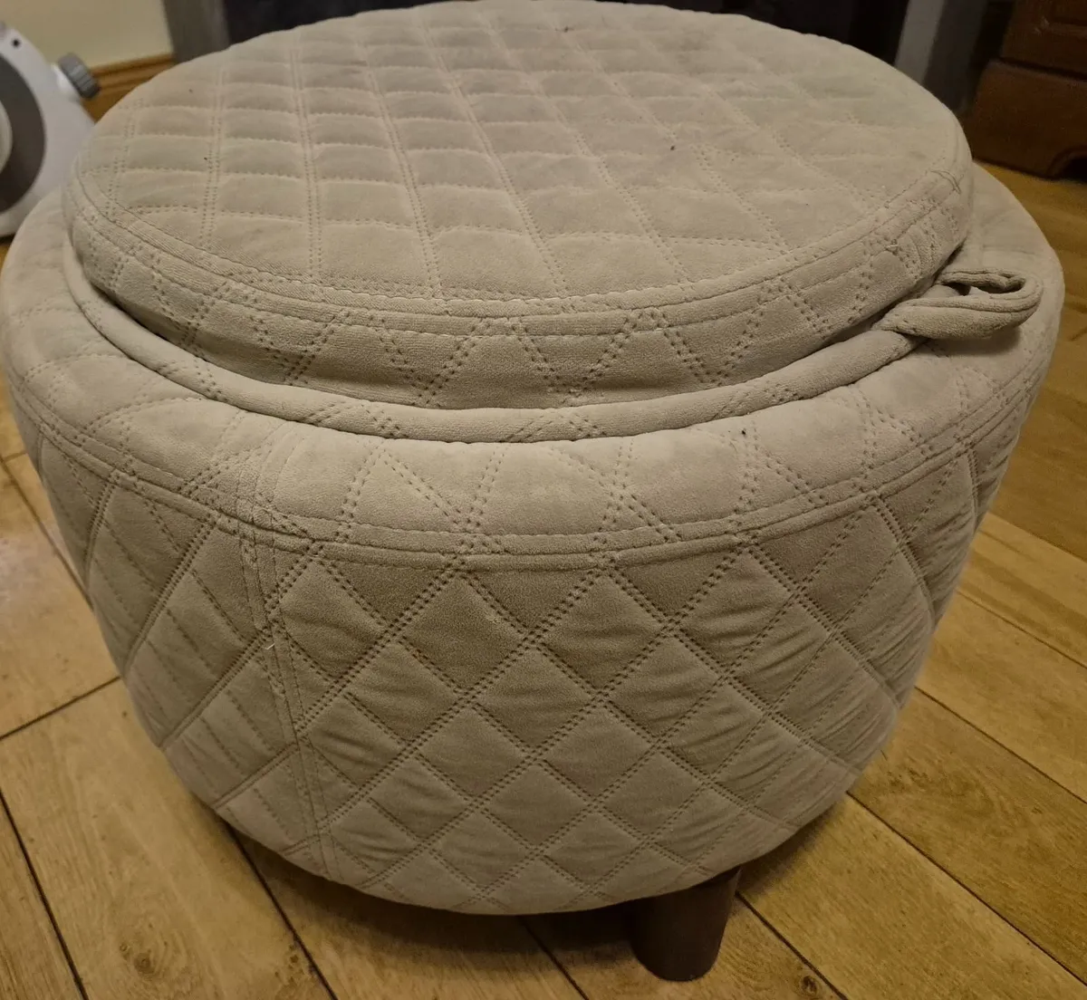 Grey footstool with tray - Image 1