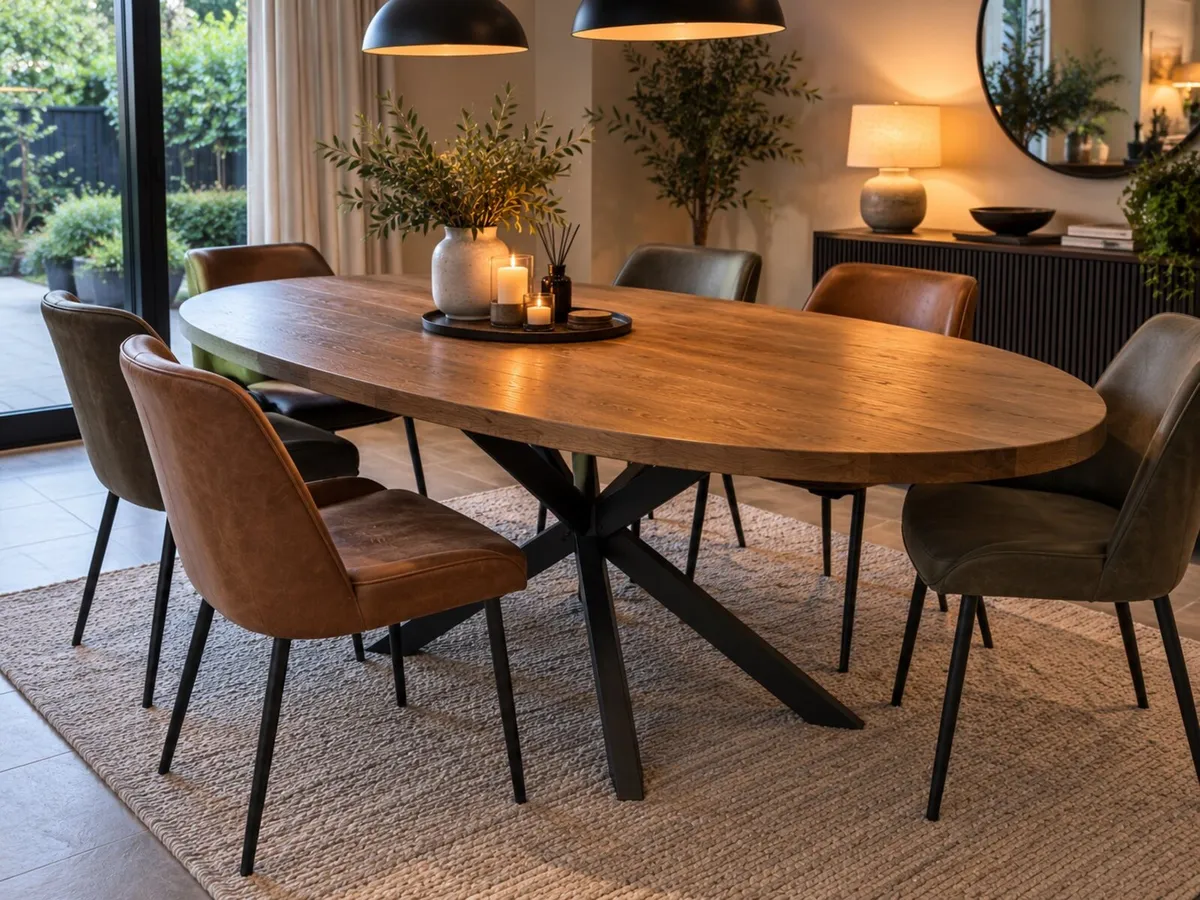 Ez Living 200cm Oval Oak Dining Table Brand New - Image 1