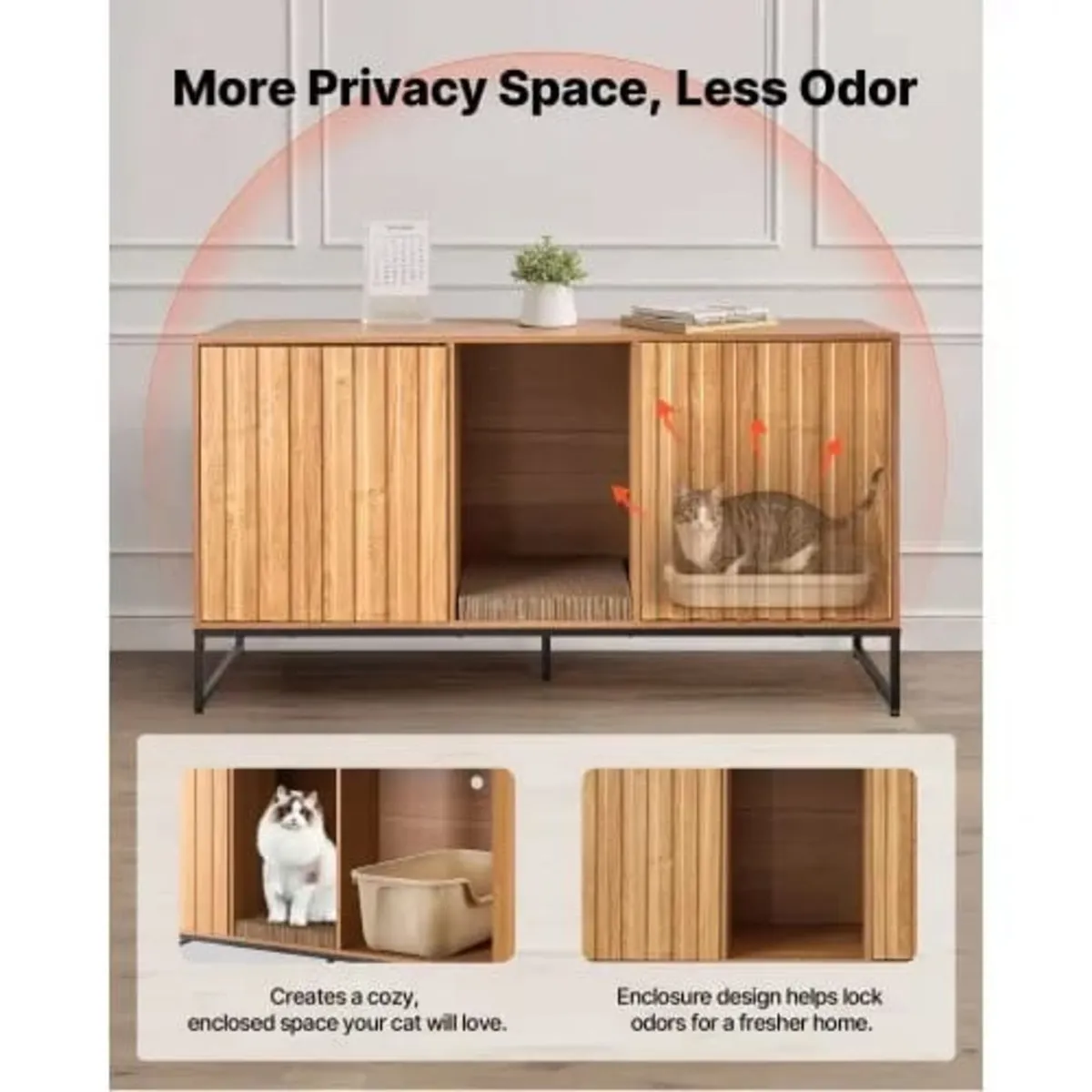 Cat Litter Box Enclosure Furniture, 120 cm Hidden - Image 2