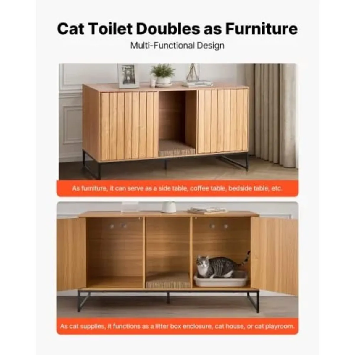 Cat Litter Box Enclosure Furniture, 120 cm Hidden - Image 3