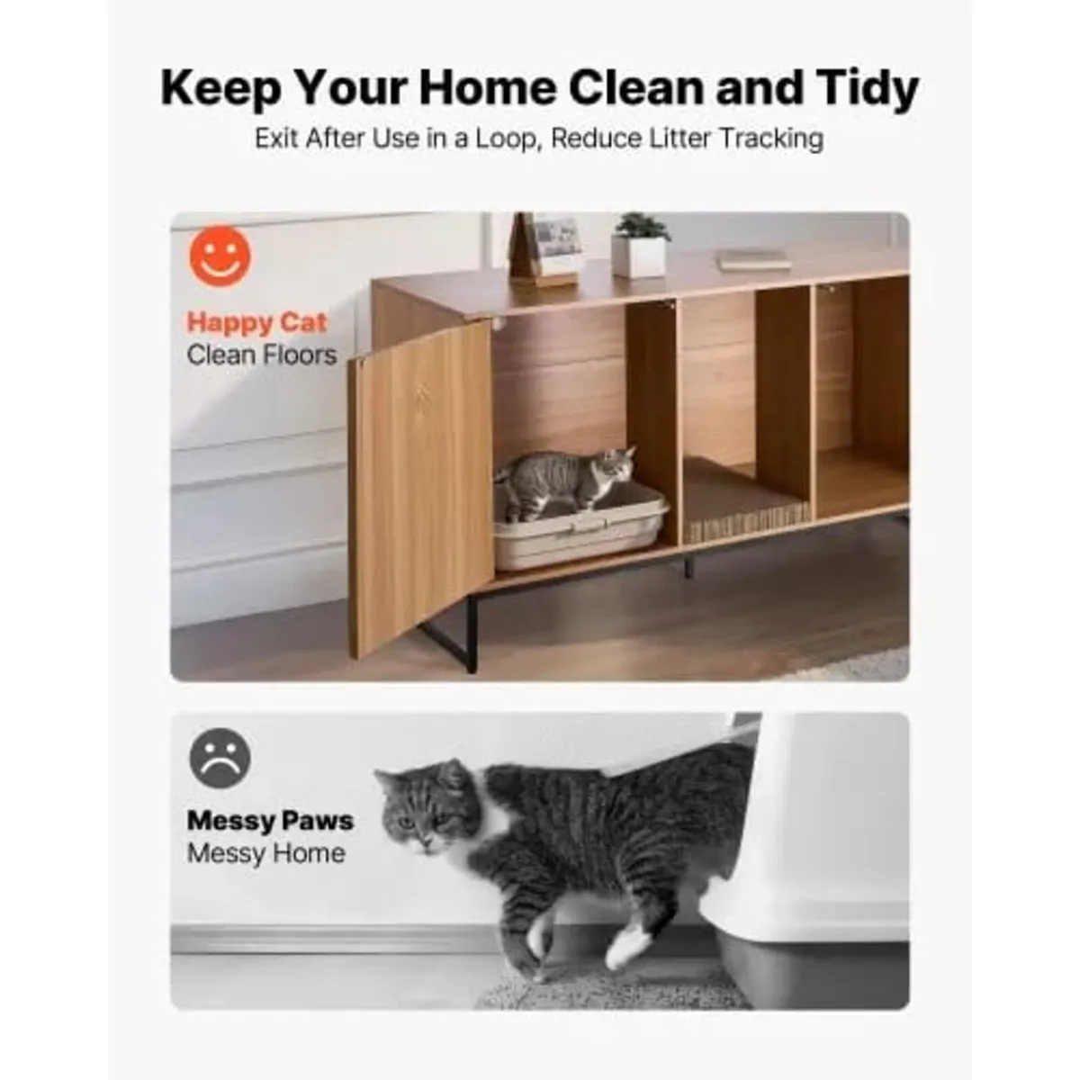Cat Litter Box Enclosure Furniture, 120 cm Hidden - Image 4