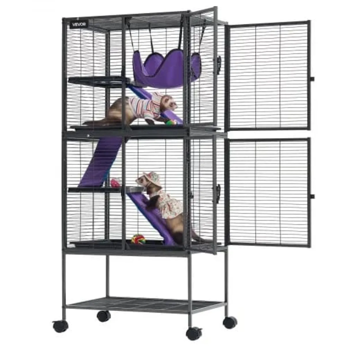Metal Small Animal Cage 138 cm 4-Tier Rolling Ferr - Image 1