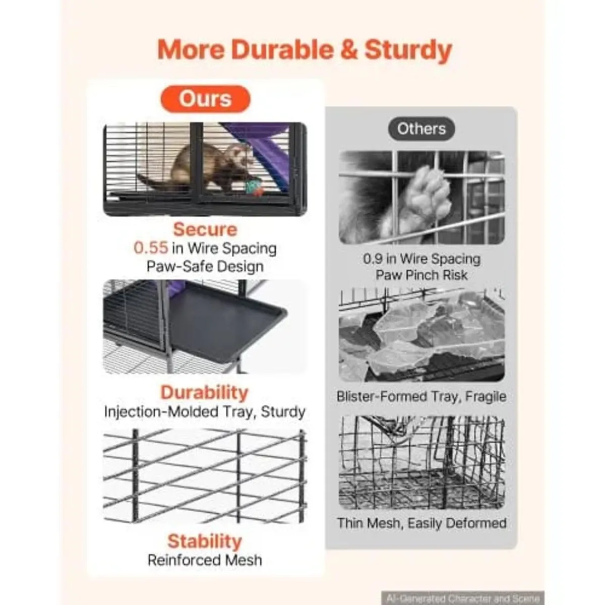 Metal Small Animal Cage 138 cm 4-Tier Rolling Ferr - Image 2
