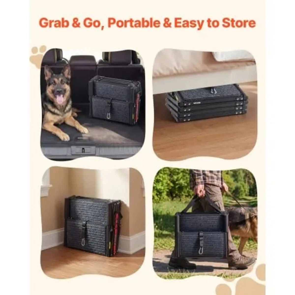 Dog Stairs for Car, 4 Steps Extra Wide Foldable Do - Image 2