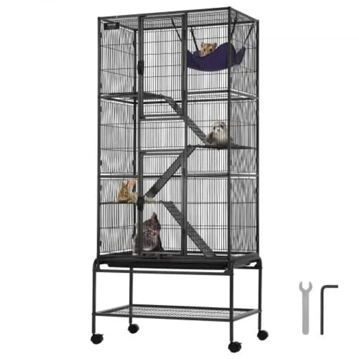 69" Rolling Metal Ferret Cage, Large 4-Tier Critte - Image 1