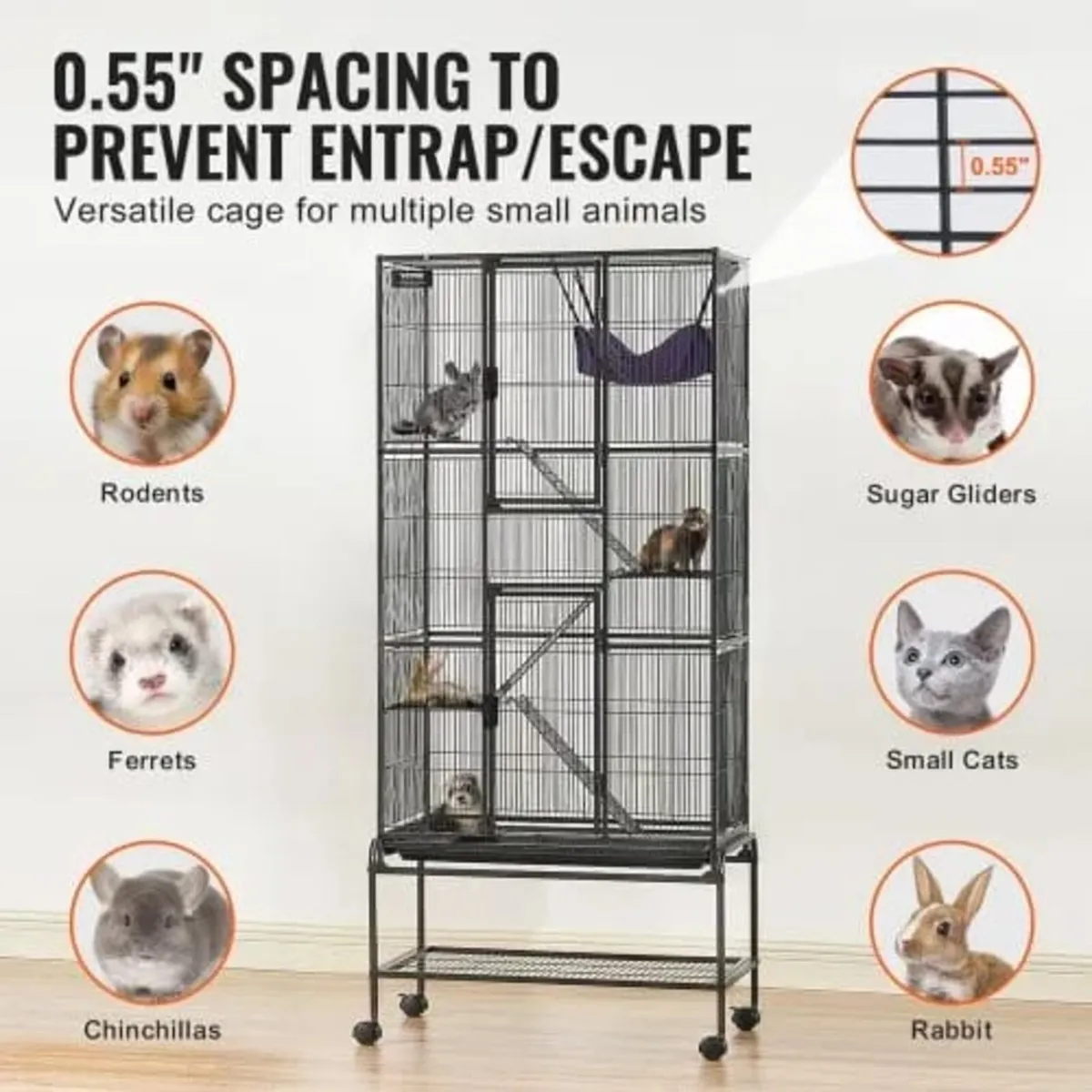 69" Rolling Metal Ferret Cage, Large 4-Tier Critte - Image 2