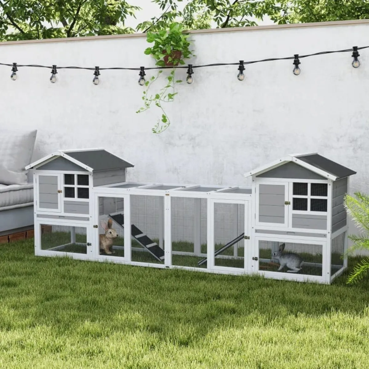2 in 1 Rabbit Hutch Outdoor Guinea Pig Hutch Bunny - Image 3