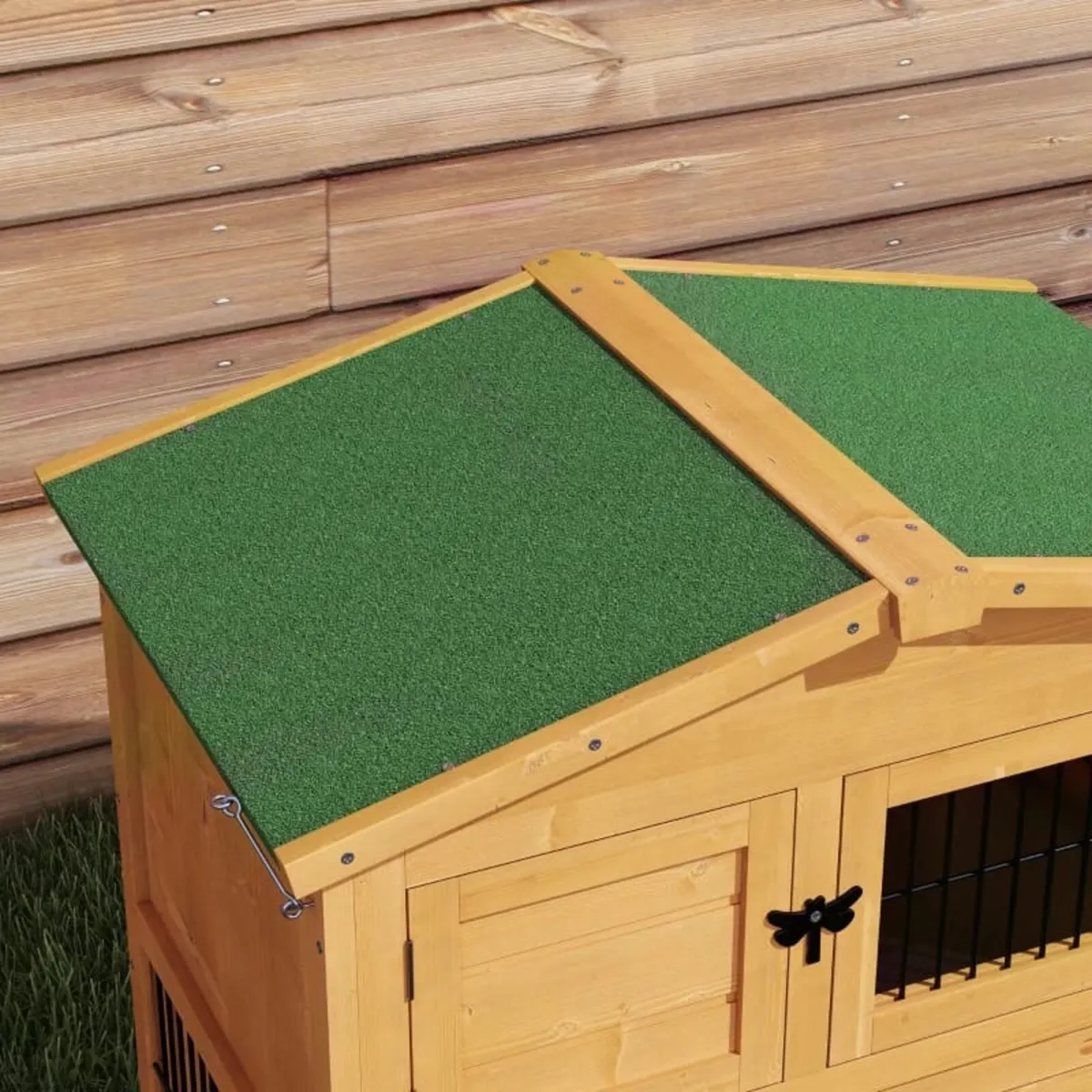 Wooden Rabbit Hutch with Outdoor Run Yellow

Featu - Image 4