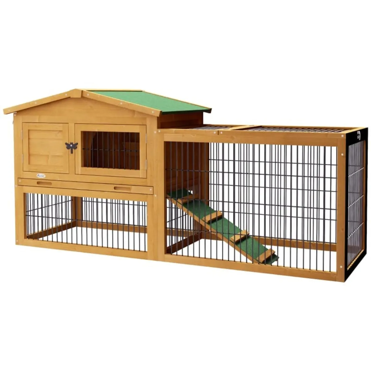 Wooden Rabbit Hutch with Outdoor Run Yellow

Featu - Image 1